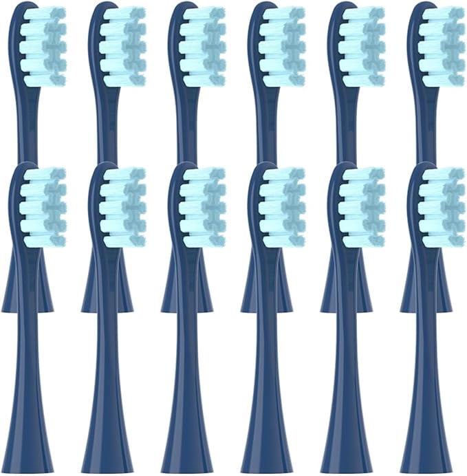 12PCS Replacement Brush Heads Compatible for X/X PRO/ Z1/ F1/ One/Air 2 /SE Electric Toothbrush Soft Bristle Nozzles(12pcs Blue)