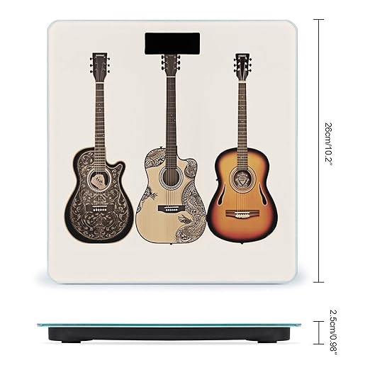 Guitar Weight Scale for Body Weight Digital Bathroom Scale High Capacity Accurate Digital Weighing Scales and Easy-to-Read on Backlit LCD Display Scales