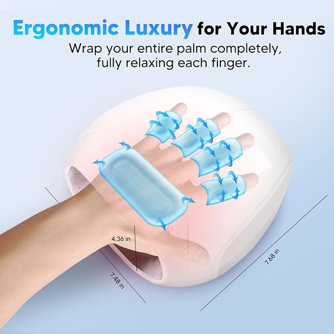 arboleaf Hand Massager with Heat and Compression Hand Massage Machine for Her Him Adjustable Intensity for Custom Comfort Rechargeable Portable Small Finger Massager