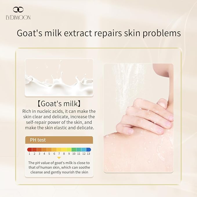 LYDIMOON Body Wash WomenAntibacterial Body Soap with Goat Milk Moisturizing for Dull Dehydrated Skin-Brightens &amp Evens ToneRemoves Dirt and Oil Gentle Exfoliation and Sensitive Skin27 oz