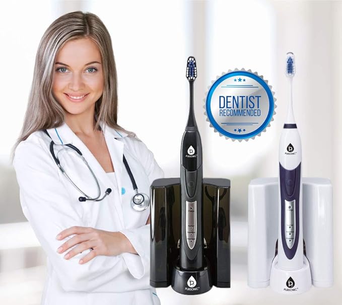 Pursonic S520 Rechargeable Sonic Toothbrush- Includes 20 accessories: 12 Brush Heads &amp More Black