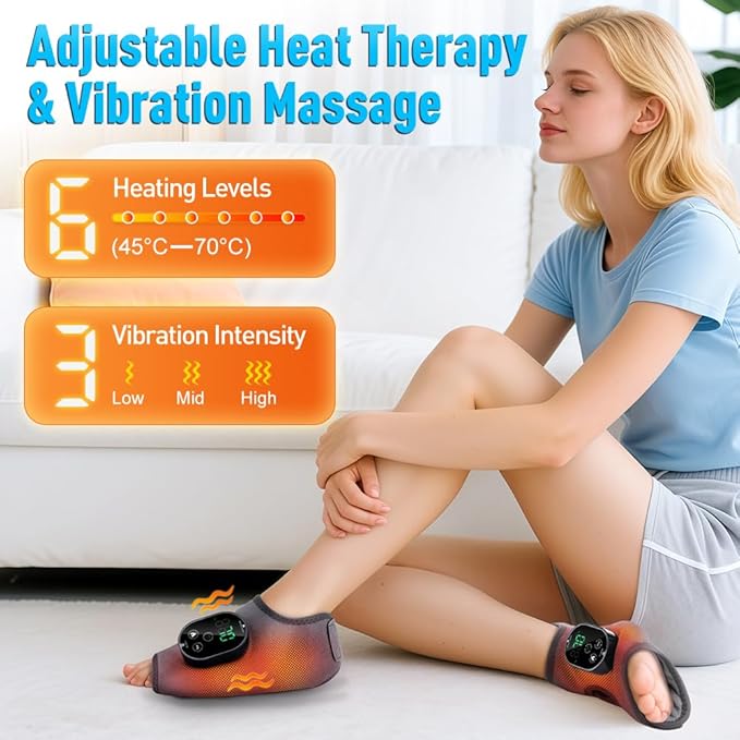 2-Pack Foot Renew Foot Massager Ankle and Foot Massager for Pain Relief Ankle Heating Pad with Massage 6 Heat Levels &amp 3 Massage Modes with Timer (Grey)