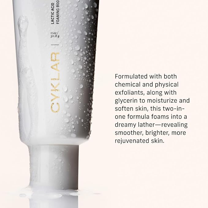 Cyklar Lactic Acid Body Polish – Chemical Exfoliator with AHAs &amp Volcanic Pumice – Added Glycerin for Skin Hydration – Fragrance-Free 11 fl oz