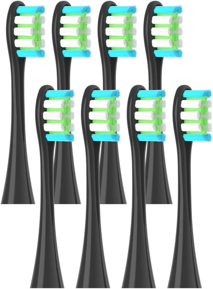 8 Pcs Replacement Brush Heads Compatible for Oclean F1/One/X/All Series Sonic Electric Toothbrush Soft Bristle(8 pcs Black)