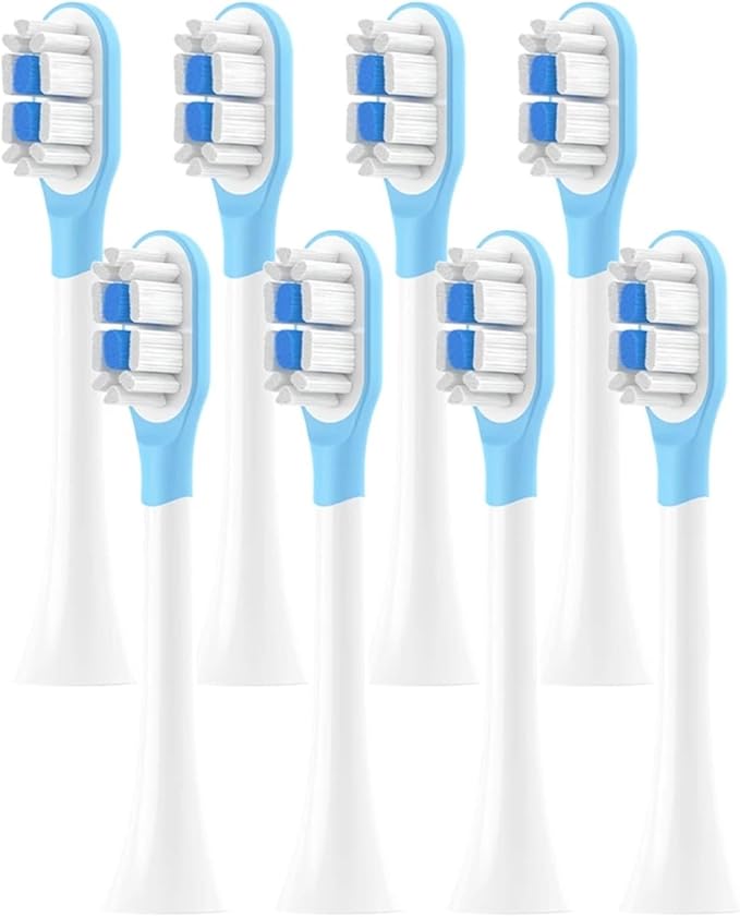 Replacement Toothbrush Heads Compatible for MIJIA T301/T302/T501 Sonic Electric Tooth Brush Soft Bristle Nozzles with Vacuum Packaging(8 pcs BJ White)