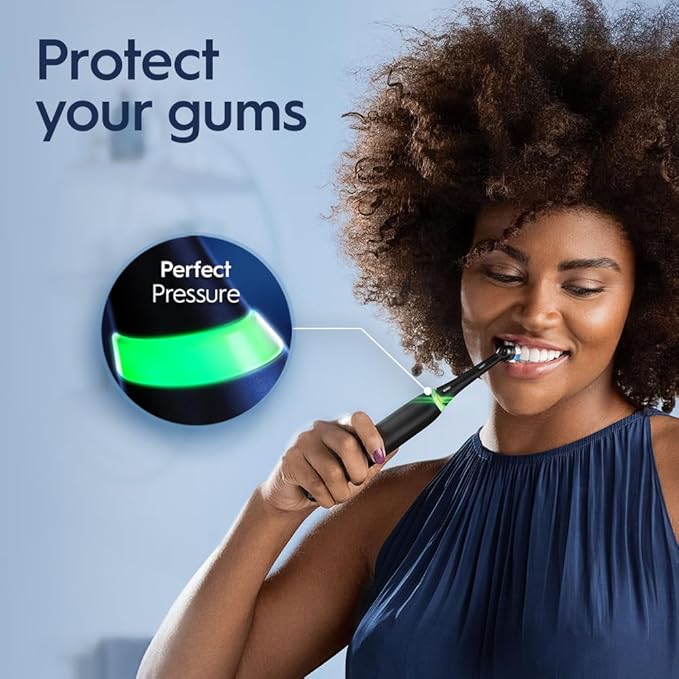 Oral-B Rechargeable Electric Toothbrush iO3 Clean &amp Protect 3 Cleaning Modes Visual Pressure Sensor to Protect Gums Blue