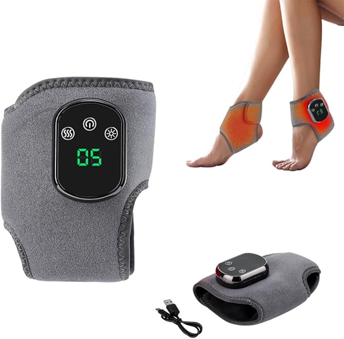 Portable Foot and Ankle Massager with Heat – 3-Speed Vibration &amp 5-Temperature Settings Wireless for Pain Relief Swelling Plantar Fasciitis Travel &amp Home Use Gift (1)