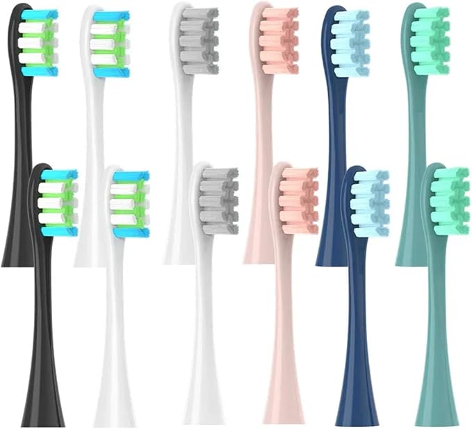 12pcs Replacement Brush Heads ForCompatible for Oclean X/X PRO/ Z1/ F1/ One/Air 2 /SE Sonic Electric Toothbrush Soft Bristle Nozzles(12pcs Blue)