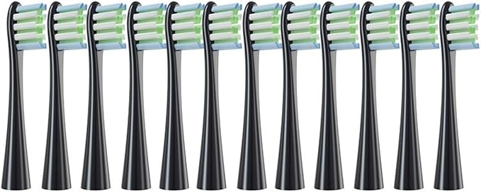 Replacement Brush HeadsCompatibility for Oclean X/X PRO/ Z1/ F1/ One/Air 2 /SE Electric Toothbrush 12PCS(12Black)