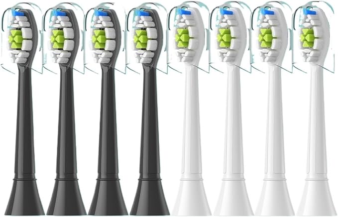 8/12pcs Replacement Toothbrush Heads Compatible for Philips Sonicare Electric Brush Head 4100 6500 6100 7500 5(4White 4Black)