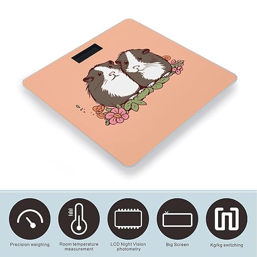 Two Guinea Pigs Hanging Out Bathroom ScaleHighly Accurate Digital Weighing Machine for People Bright LED Display Weight Scale for The Aldult Home Use
