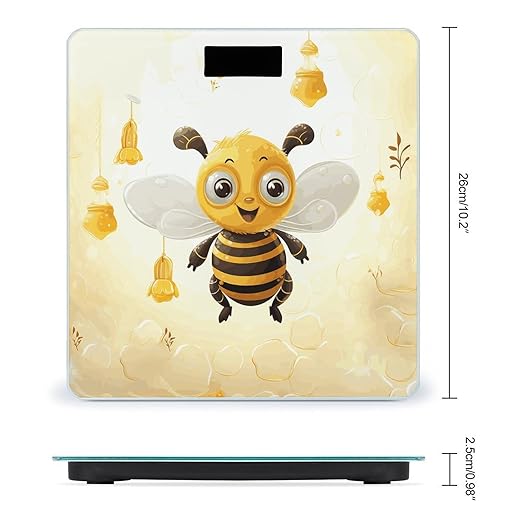 Cute Bees Honey Weight Scale Digital Electronic Scales Bathroom Scale Larg LCD Backlight Display High Precision MeasurementsTempered Glass
