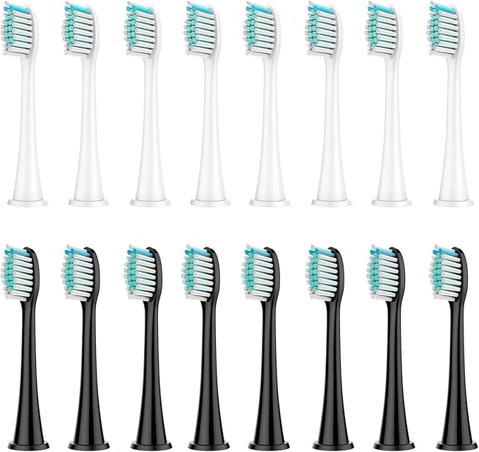 Replacement Brush HeadsCompatible for Philips Sonicare HX3/HX6/HX9 Series Electric Toothbrush Heads HX6064(8 White 8 Black)