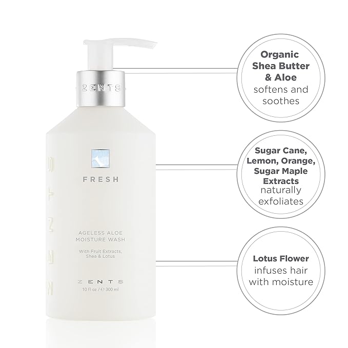 Zents Hand &amp Body Wash (Fresh Fragrance) | Hydrating Anti-Aging Cleanser with Organic Shea Butter &amp Aloe for Dry Skin | Gentle &amp Nourishing | 10 fl oz