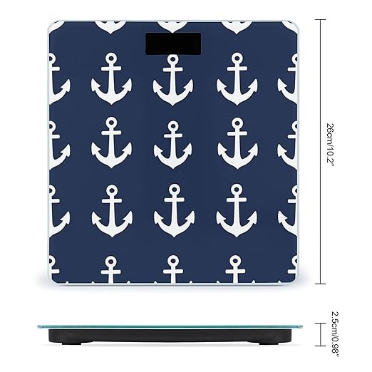 Women's Digital Bathroom Weighing Scale Automatic Switch Energy Saving Scale Smart Scale for Body Weight Nautical Anchor Navy