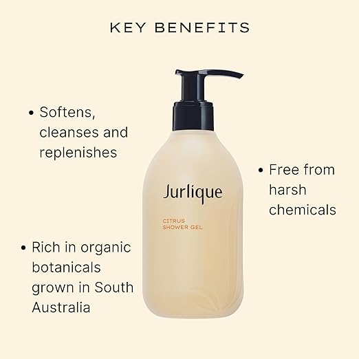 Jurlique Refreshing Citrus Shower Gel | 8.45 Fl Oz / 300ml | Hydrating Body Wash with Lemon Mandarin &amp Tangerine | Gentle Daily Cleanser for All Skin Types | Australian Made Natural-Based Skincar