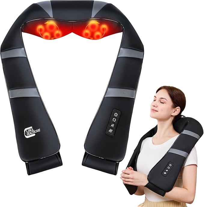 Neck Massager with Heat - Back and Neck Massager for Pain Relief Deep Tissue Shiatsu Kneading Massage Pillow Neck and Shoulder Massager Gifts for Men Women Mom Dad (Not Cordless)