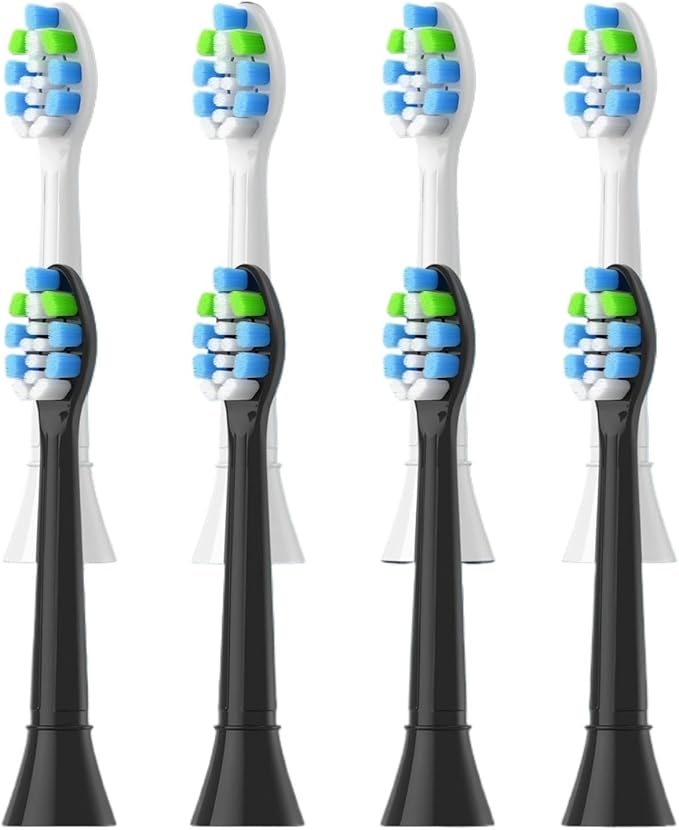 4-16Pack Replacement Toothbrush Heads Compatible for PhilipsSonicare Electric Tooth Brush Electric Tooth Brush Refill(4White 4Black)
