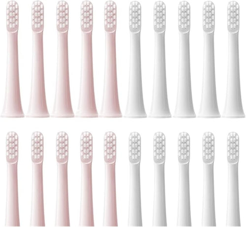 10PCS Replaceable Brush HeadsCompatible for XIAOMI T100 Electric Toothbrush Soft Caps Bristle Vacuum Package Nozzles(5White5Pink)