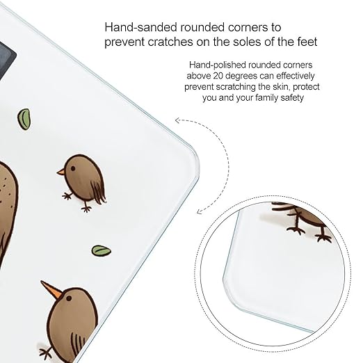 Kiwi Birds Cute Weight Scale Large Bathroom Scales Digital Weight with Bright LED Display Non Slip Automatic Weighing Scale Fashion Weighing Machine for Body