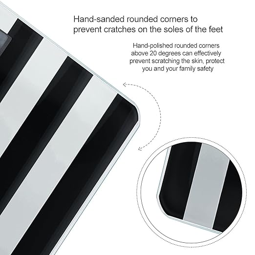 Digital Bathroom Scale for Body Weight Scale with Bright LCD Display High Accuracy Step-On Technology Auto On/Off Black and-White Stripes Digital Scales 400 Lbs /180kg