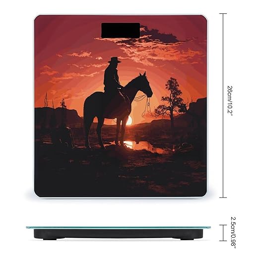Cowboy West Weight Scale Digital Electronic Scales Bathroom Scale Larg LCD Backlight Display High Precision MeasurementsTempered Glass