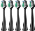 5 Replacement Toothbrush Heads Compatible with Aquasonic Duo Series Eletric Soft Bristle Effective Clean Teeth Plaque(Black)