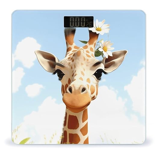 Giraffe Bathroom Scale Large LCD Backlight Display Digital Scale Rounded Corners Body Scales Automatic Power On/Off Bathroom Scales for Home Bedrooms