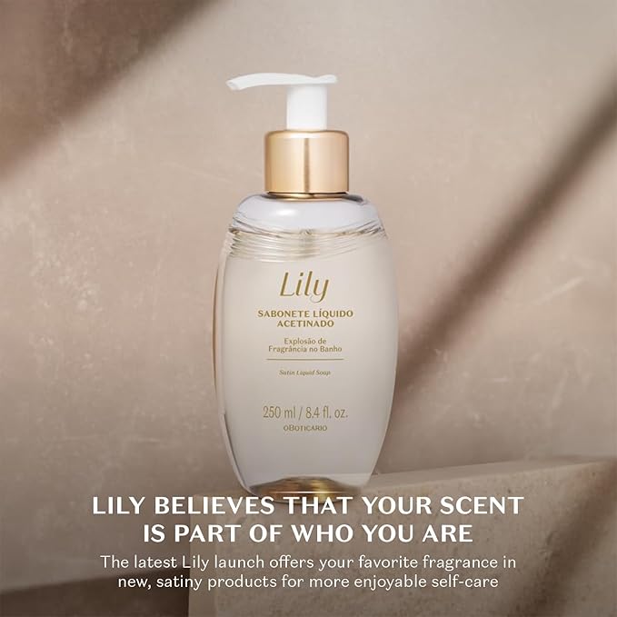 O Boticário Lily Satin Body Wash Sophisticated Bath &amp Shower Gel Soap for Luxurious Soft Skin Lily Fragrance Scented 8.4 Ounce (250ml)