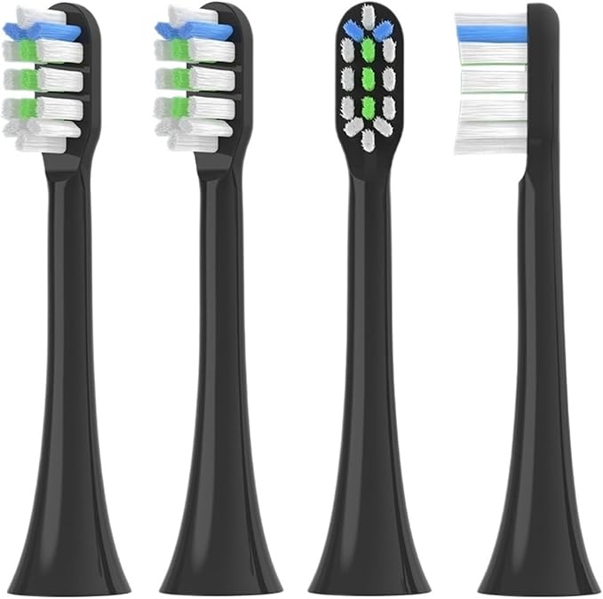 16Pcs Replacement Brush HeadsCompatible for SOOCAS V1/X1/X3/X5/X3U/X3PRO/v1/v2 Electric Toothbrush Soft Bristle Nozzles(Black)