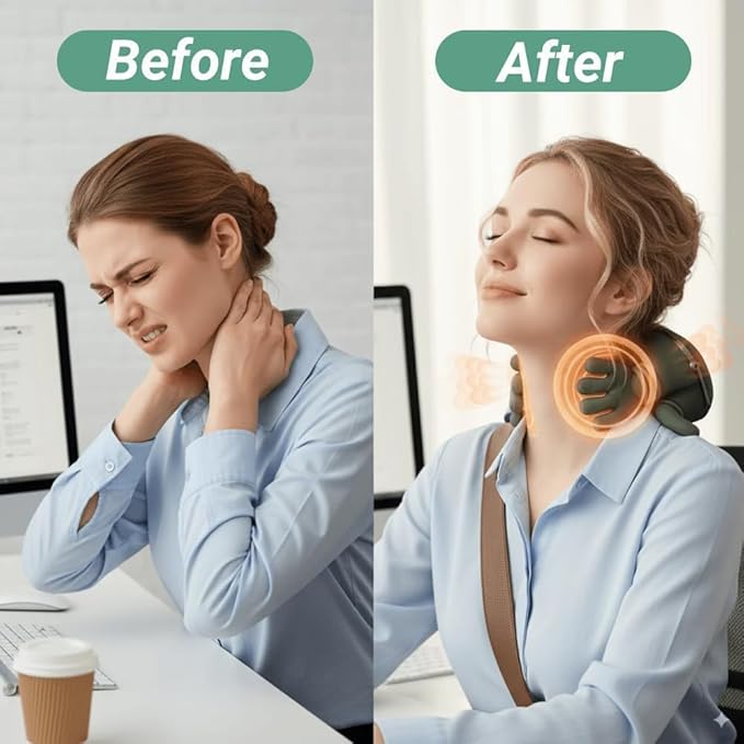 Neck Massager with Heat - Shiatsu Neck and Back Massager with Fingers Electric Hand Massagers for Muscles for Pain Relief deep Tissue for Home Office Travel