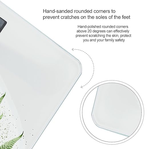 Natural Plant Silhouette Fern Leaf Scale for Body Weight Accurate Digital Bathroom Scale Toughened Glass High Precision Scales Smart Weight Scales with Large LCD Backlight Display Weighing Machine