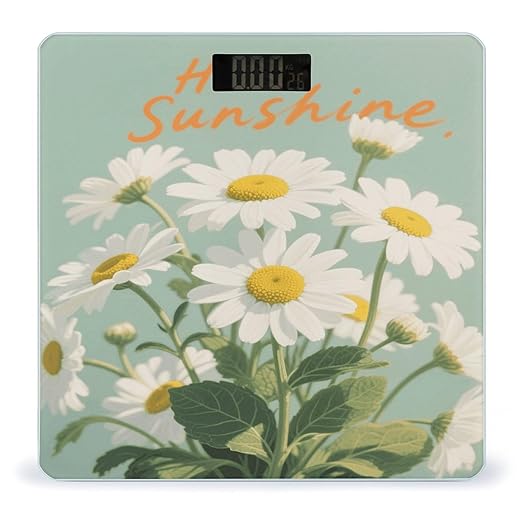 Hello Sunshine Floral Weight Scale Large Digital Bathroom Scales with Bright LED Display Non Slip Digital Scale and Step On Fashion Weighing Machine for Body