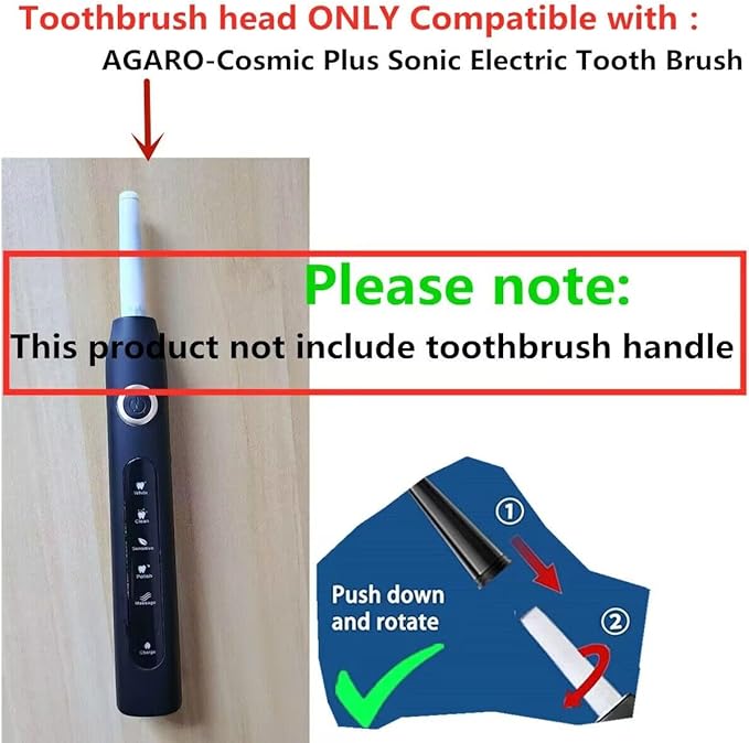 Replacement Toothbrush Heads ONLY Compatible with AGARO Cosmic Plus Sonic Electric Tooth Brush Black 10 Pack