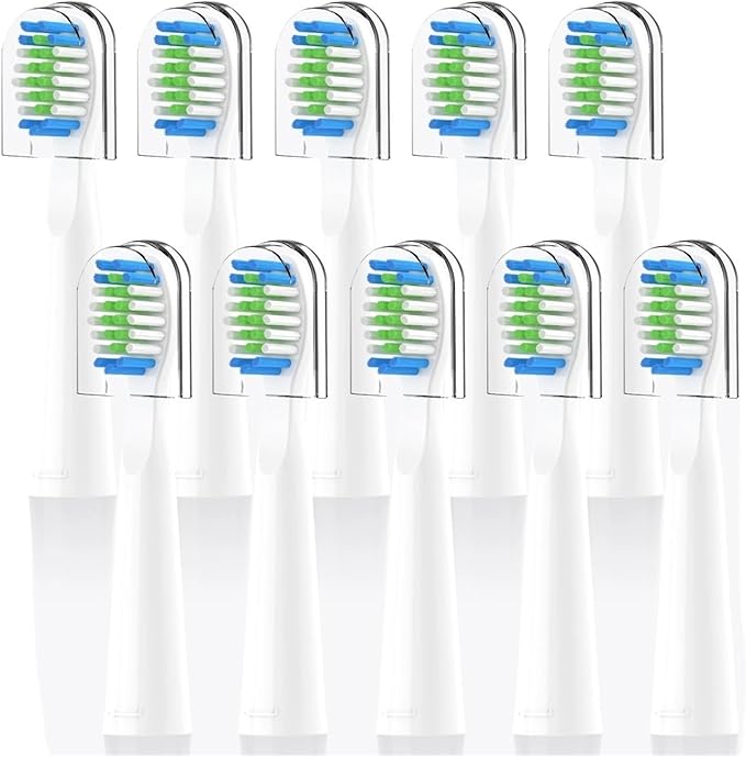 10PCSCompatibility for Fairywill FW-E11 E10 E6 D7S Electric Toothbrush Replacement Brush Heads(10PCS White)