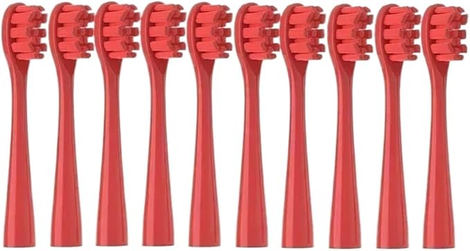 10PCS Vacuum Replacement Brush Heads Compatible for Y1S/Y4/U1/U2/U3/P1/P4 Soft Sonic Electric Toothbrush Clean Nozzles(10PureRed)