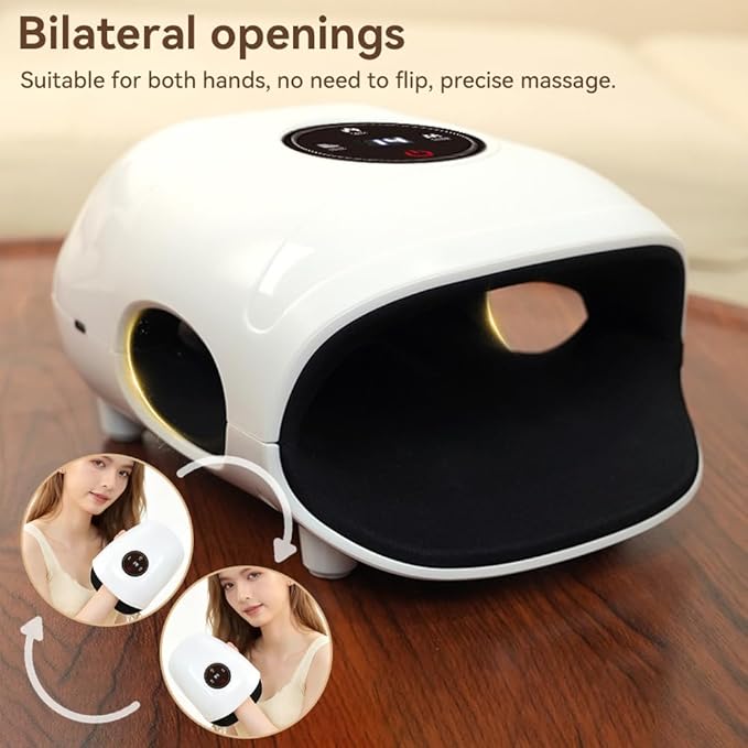 Hand Massager with Heat and Compression Cordless Electric Hand Massager for Arthritis and Carpal Tunnel Hand Therapy with 3 Modes 5 Intensity Levels and 2 Heating Options White