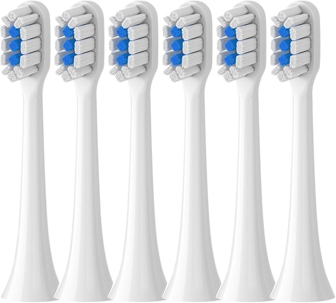 Replacement Brush Heads Compatibility for Xiaomi Mijia T301 T302 T501 /501CSonic Electric Toothbrush Head Soft Bristle Nozzles(T301-302-WH-6Pcs)