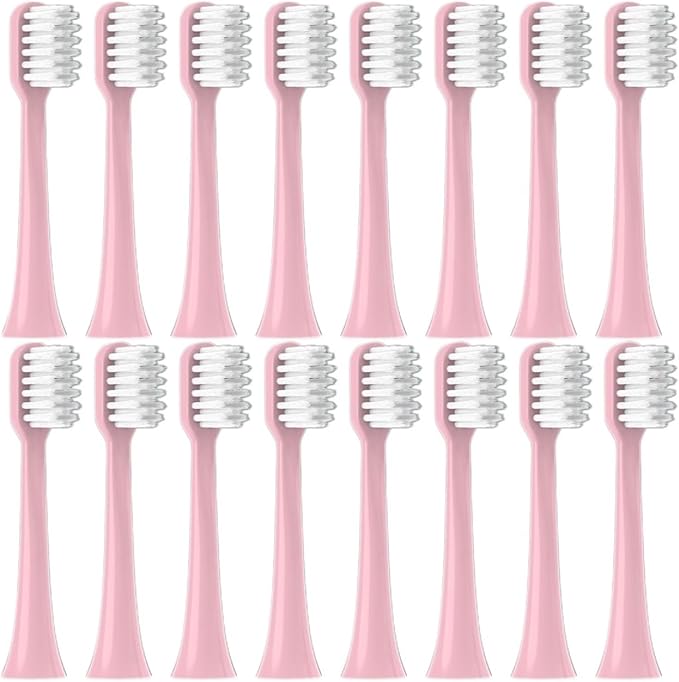 16pcs Replacement Toothbrush HeadsCompatible for EFZQ E10/E10C/E10S/F10 Soft Bristle Nozzles(16pink Soft Care)