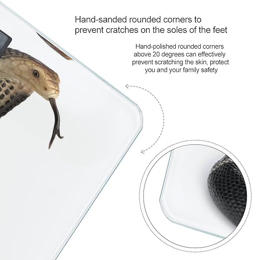 Cobra Snake Scale for Body Weight Anti-Slip Sturdy Tempered Glass Weighing Machine Highly Digital Accurate Bright LCD Bathroom Scale for Household Gift