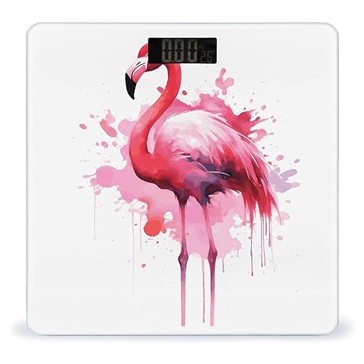 Flamingo Watercolor Smart Scale for Body Weight Accurate Bathroom Scale with LED Display Digital Weight Scales Weighing Machine High Precision Scales for Bath Home