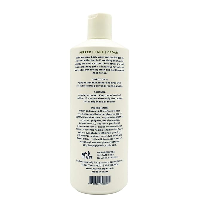 Niven Morgan Pepper Sage and Cedar Body Wash 16 fl oz 473 ml