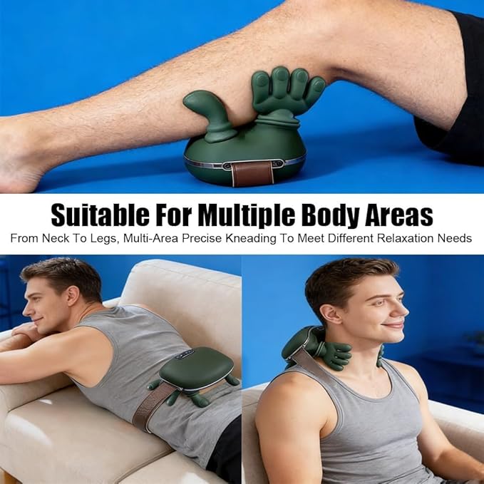 Neck and Shoulder Massager Cordless Portable Neck Massager with Heat and Fingers Electric Cervical Back Massagers for Muscle Pain Relief Ideal for Home Office and Travel