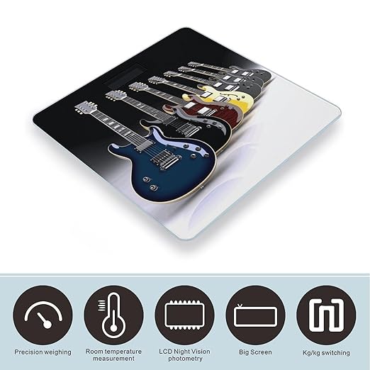 Electric Guitar Bathroom Scale for Body Weight 400 Lb Weight Scale with High Precision Sensors Tempered Glass Highly Accurate Digital Weighing Machine for People