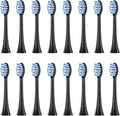 Compatible for FT7105/FT7106/FT7108/FT7205/TH01 Toothbrush Replacement Heads Soft Bristle Nozzles16pcs(16 Black)