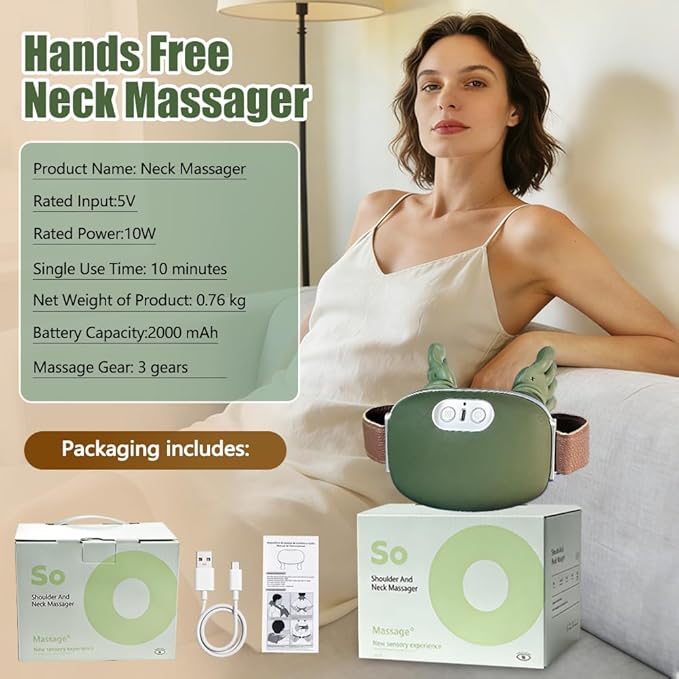 2026 New Electric Shiatsu Neck and Back Massager Neck Massager with Heat Shoulder Massager 3 Intensity Levels + 2 Heat Settings 4D Kneading Massage Simulates a Real Palm Massage for Comfort