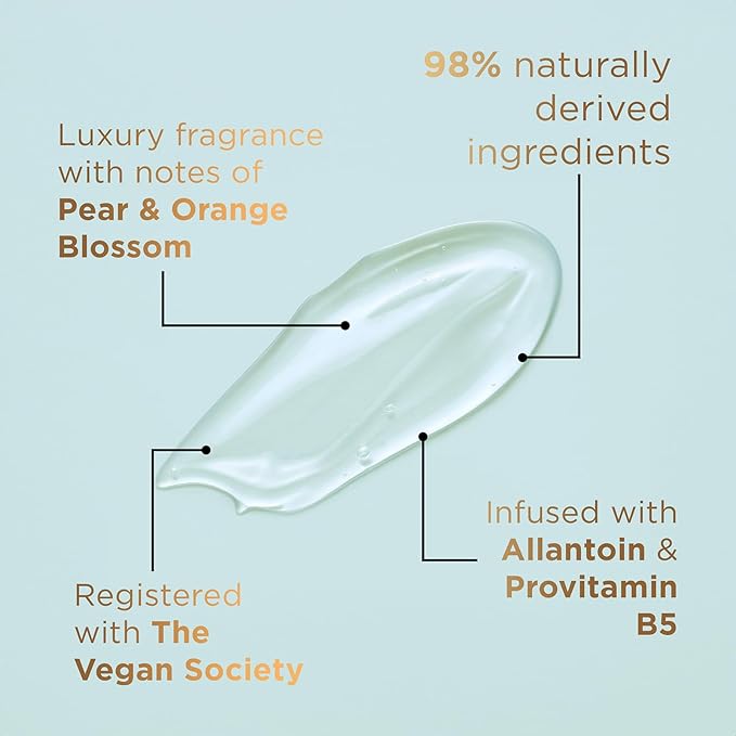 Baylis &amp Harding Kindness + Hyaluronic Acid Pear &amp Orange Blossom Fragrance 16.9 fl. oz Cleanse &amp Hydrate Body Wash (Pack of 3) - Biodegradable Formula - Vegan Friendly