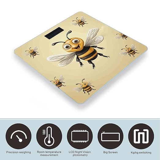 Honey Bee Bathroom Scale Ultra-Bright Liquid Crystal Screen Weight Scale Accurate Bathroom Body Scales for Body Weight Bathroom Pet Home Bedroom Gift-Giving