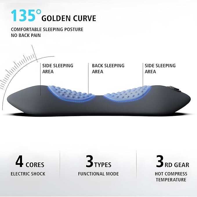 Smooth Triple Fusion Back Massager3 in 1 Back MassagerrElectric Lumbar Support Pillow Heat Vibration Massage Lower Back Spine Decompression Device(B)