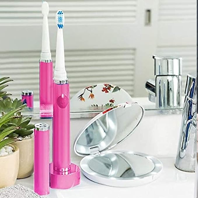 Pop Sonic Ultimate Pro Toothbrush (Pink) | Rechargeable Battery w/Up to 40000 Brush Strokes/Minute -Long-Lasting Dupont Nylon Bristles - for Teens &amp Adults w/Quadrant Pacer &amp Timer